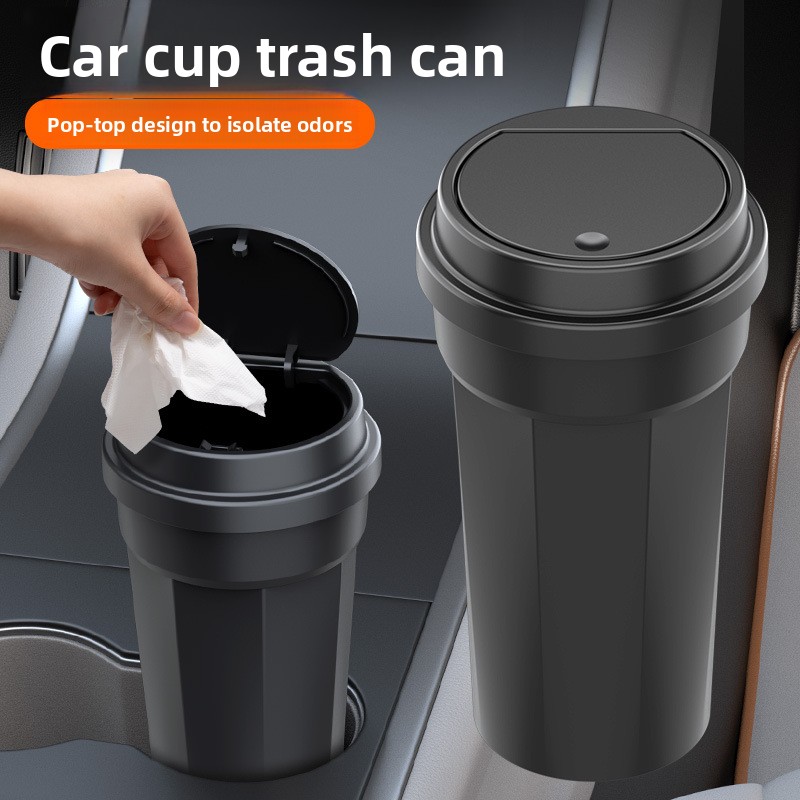 Waterproof Car Trash Can With Lid - Car Trash Can Waterproof Cup Holder