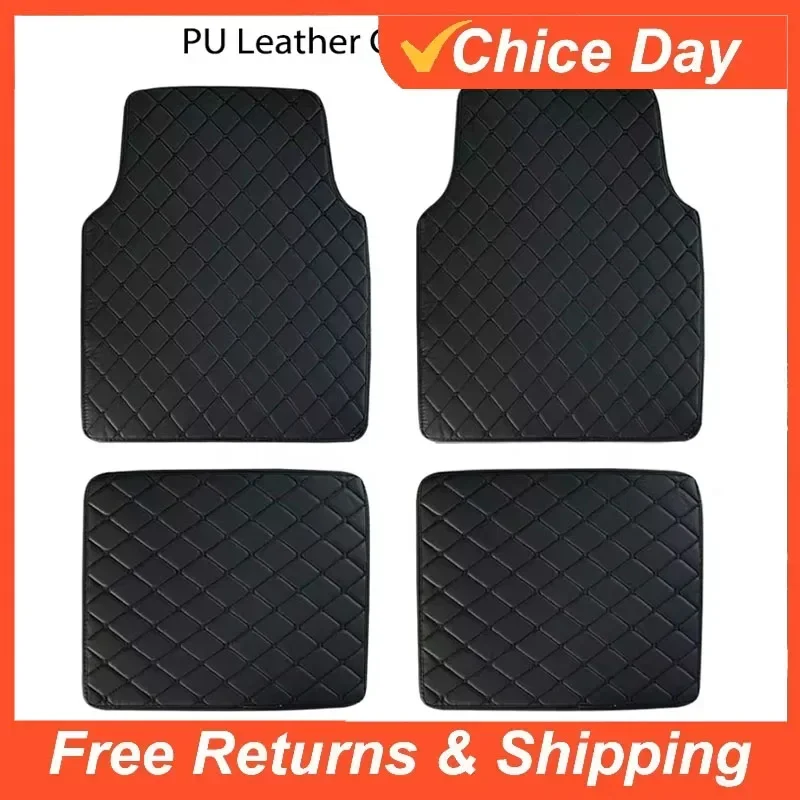 4PCS Universal PU Leather Car  - огляд і ціна Car Floor Mats Universal Waterproof Leather
