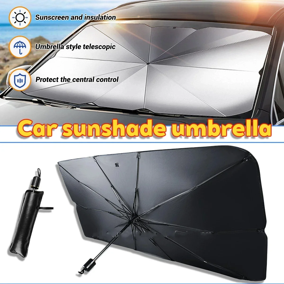 Car Umbrella Sunshade Windshie - огляд і ціна Car Sunshade Windshield Umbrella Foldable
