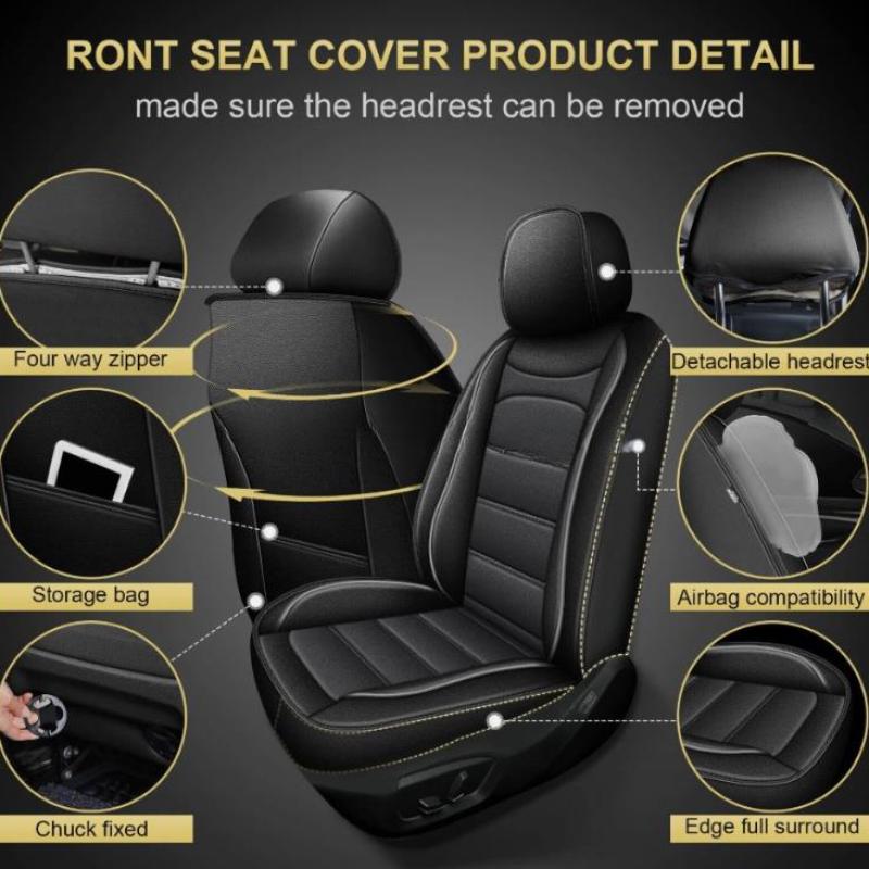 Black Universal Seat Cover 5-S - огляд і ціна Leather Car Seat Covers Full Set Universal