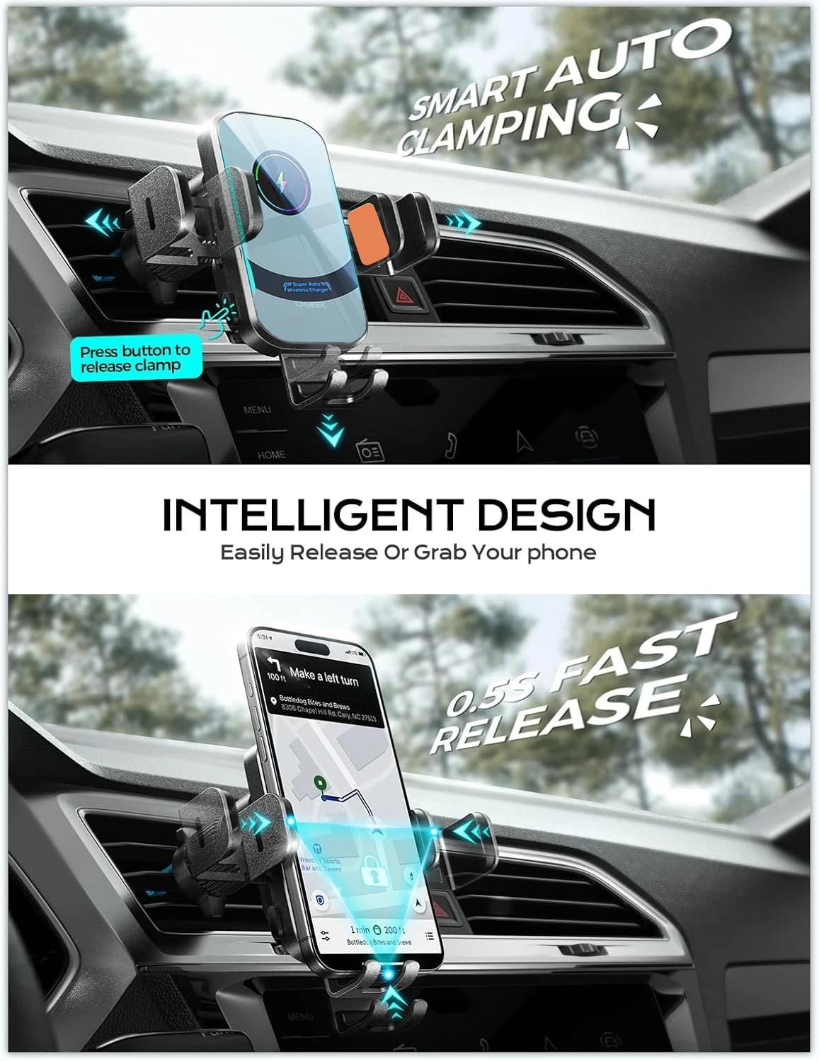UYUXIO Wireless Car Charger Su - огляд і ціна Magnetic Phone Holder For Car Vent