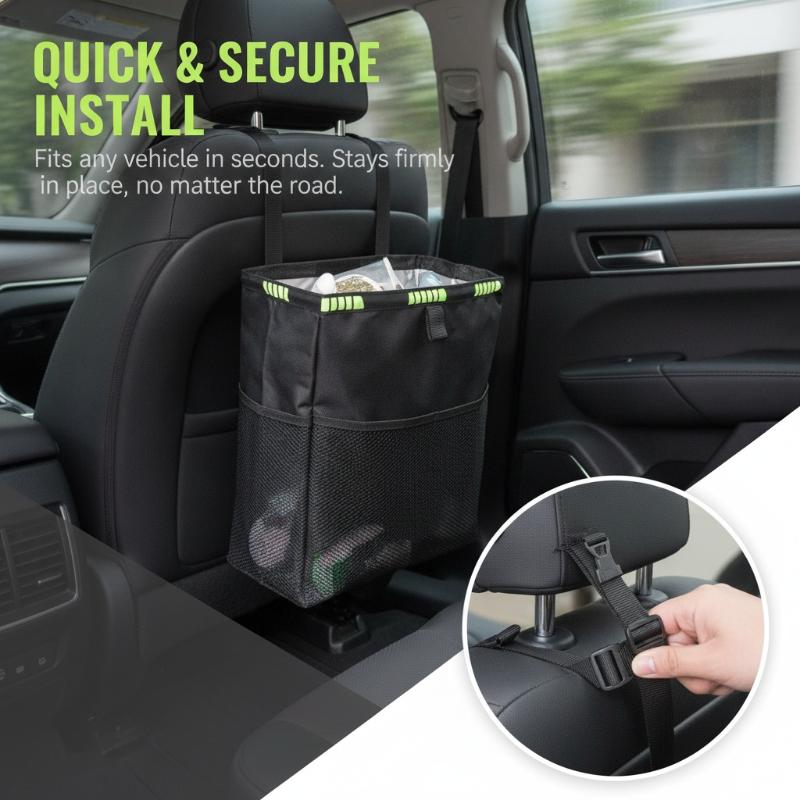 Foldable Car Trash Can With St - огляд і ціна Waterproof Car Trash Can With Lid