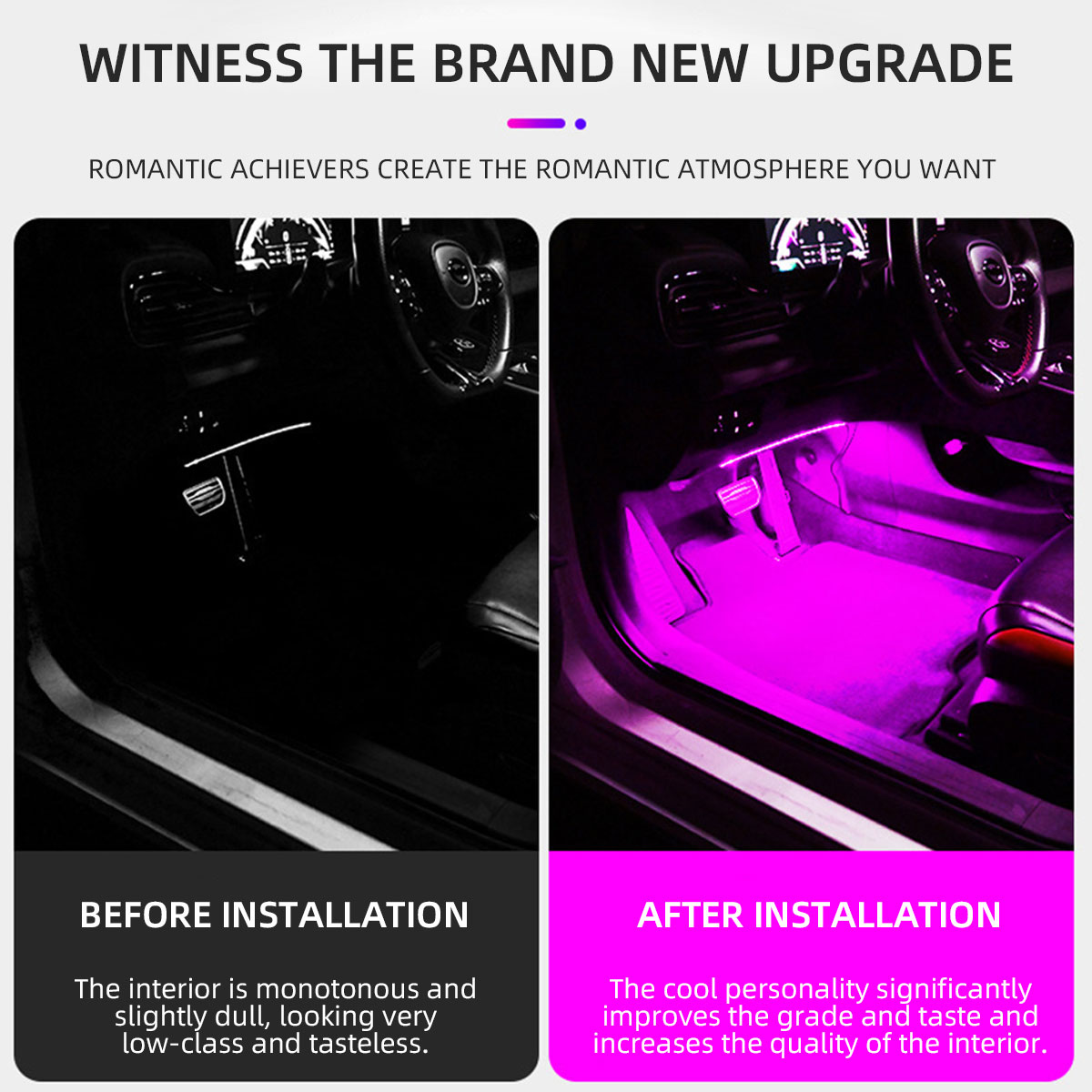 2/4in1 12/18 LED RGB Rainbow A - огляд і ціна Led Ambient Interior Car Lights App Control