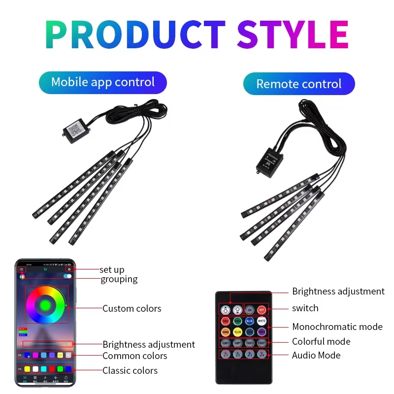 RGB Backlight Remote App Music - огляд і ціна Led Ambient Interior Car Lights App Control