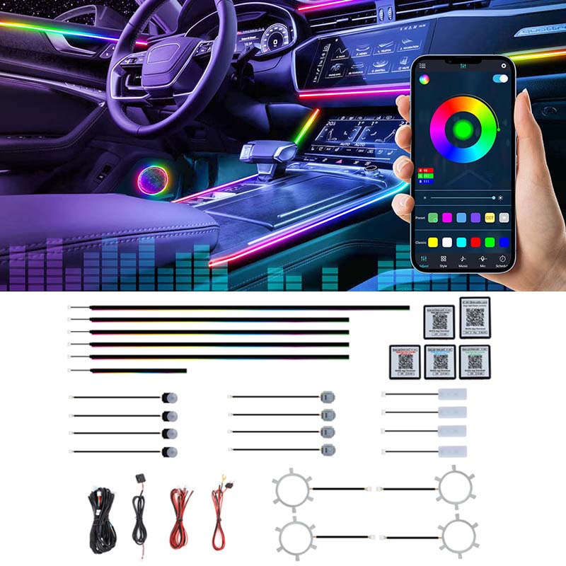 22 in 1 Dream Color RGB Dynami - огляд і ціна Led Ambient Interior Car Lights App Control