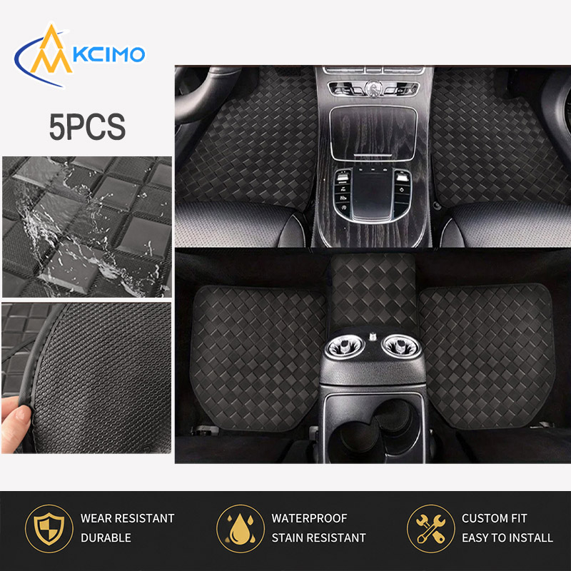 5pcs Diamond lattice PVC leath - огляд і ціна Car Floor Mats Universal Waterproof Leather