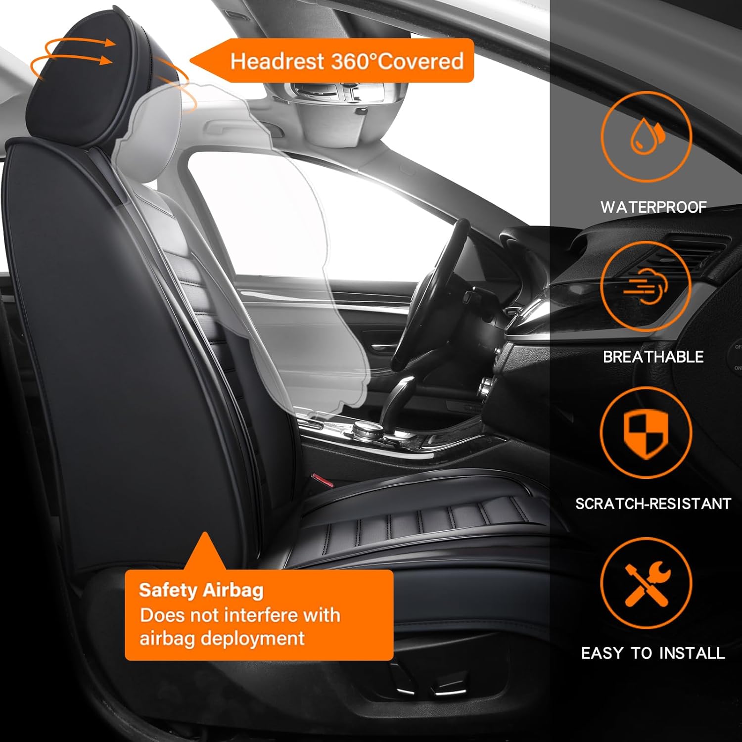 5pcs Full Set Car Seat Covers  - огляд і ціна Leather Car Seat Covers Full Set Universal