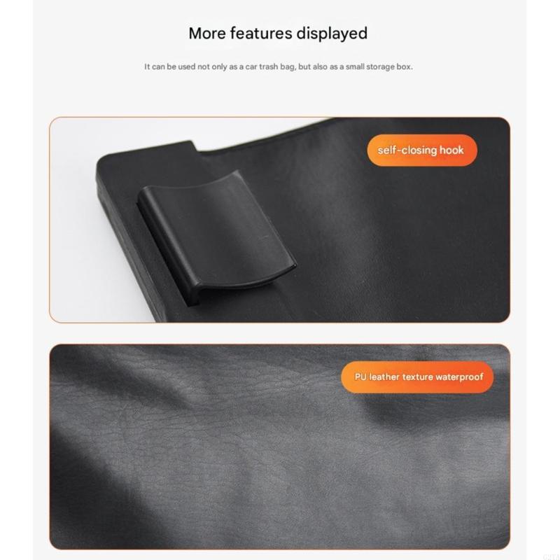 Car PU Leather Trash Bag Hangi - огляд і ціна Waterproof Car Trash Can With Lid