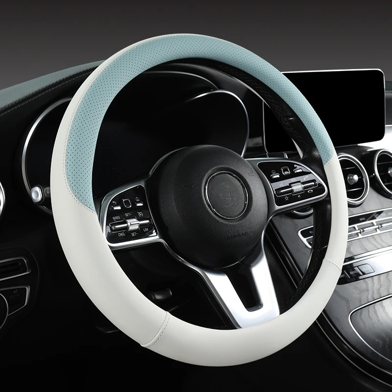 Perforated Nappa Leather Car S - огляд і ціна Car Steering Wheel Cover Anti Slip Breathable
