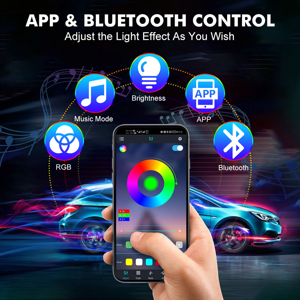 Neon LED Interior Car Light AP - огляд і ціна Led Ambient Interior Car Lights App Control